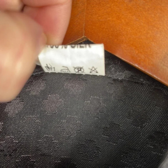 MANDERIN Style Silk Pattern Blouse Black Short Sleeve Toggle Knot Closure M - Picture 8 of 12